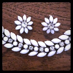 Vintage Weiss Milkglass Bracelet & Earring
